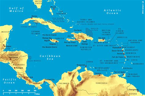 Map of the Caribbean Islands